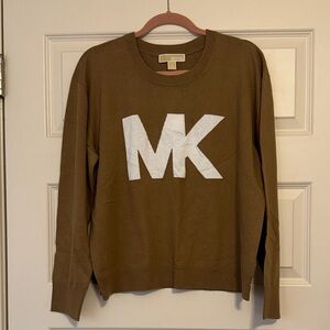 Brand New With Tags Michael Kors Brown Sweater with White MK Logo